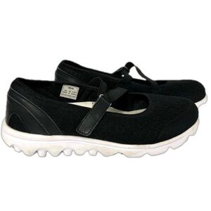 Black Mary Jane’s with Lacey Looking Overlay and Elastic Comfort Straps